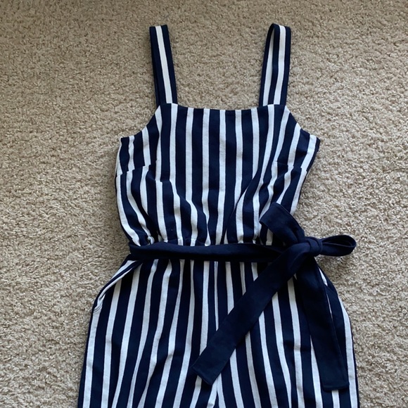 J. Crew Navy and White Striped Jumpsuit Sz 2 - Picture 9 of 14